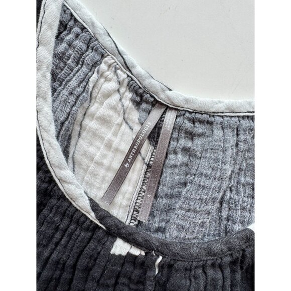 ANTHROPOLOGIE White Black Sheer Printed Cotton Gauze Wide Leg Jumpsuit, Size L - Picture 14 of 16